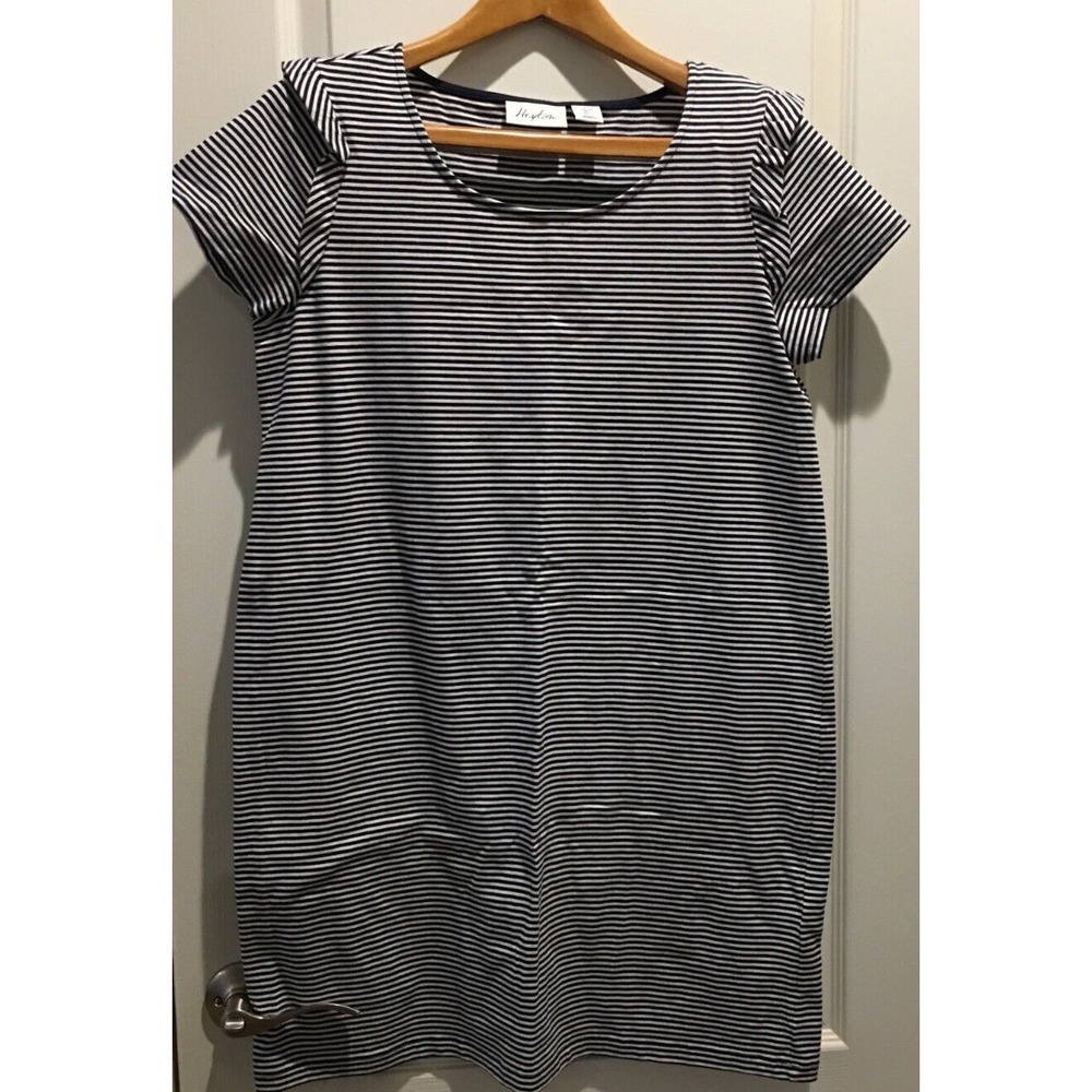 Heyton blue white stripe tee shirt dress L short sleeve
